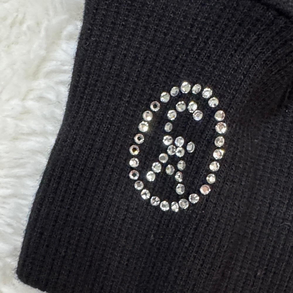 Blue Studded Women's Black Hoodie - Picture 5 of 5